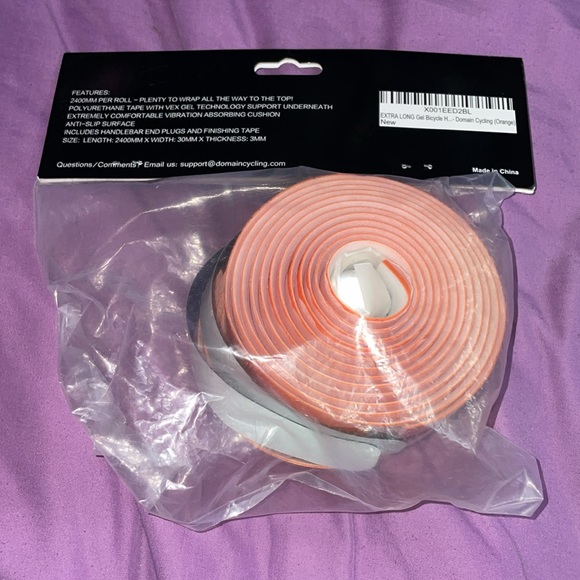 DOMAIN CYCLING EXTRA LONG GEL Read Bike Handlebar Tape Orange grip tape NEW - Picture 4 of 7
